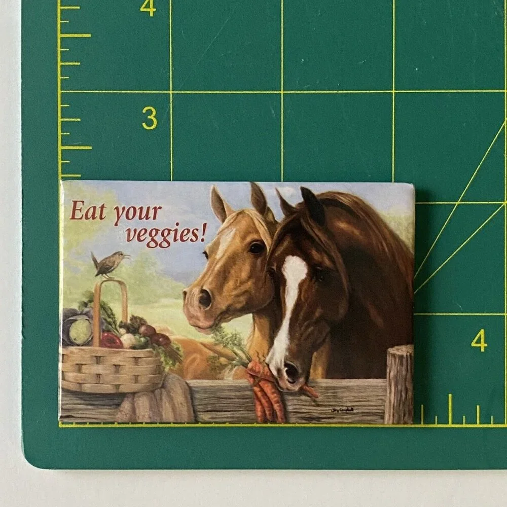 VTG Combo NOS Greeting & Magnet Leanin' Tree Joy Campbell THE OPPORTUNIST Horses